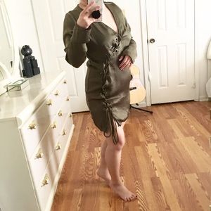 Fashion Nova Silk Lace Up Dress